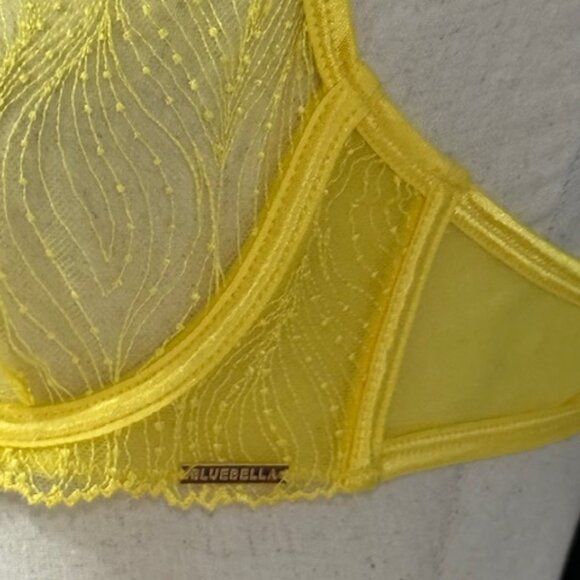Bluebella Irena Sheer Lace Non Padded Balcony Underwired Bra In Yellow 34D NWT - Picture 10 of 15